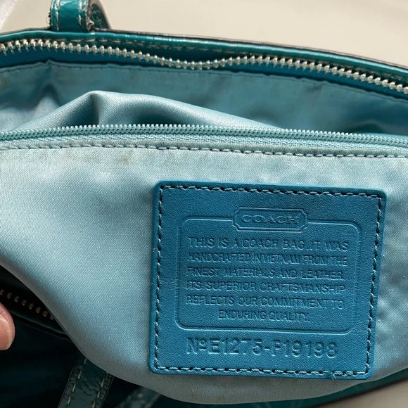 Coach Stunning Patent Leather Bag Teal Coach E1275-F19198 - Picture 11 of 11
